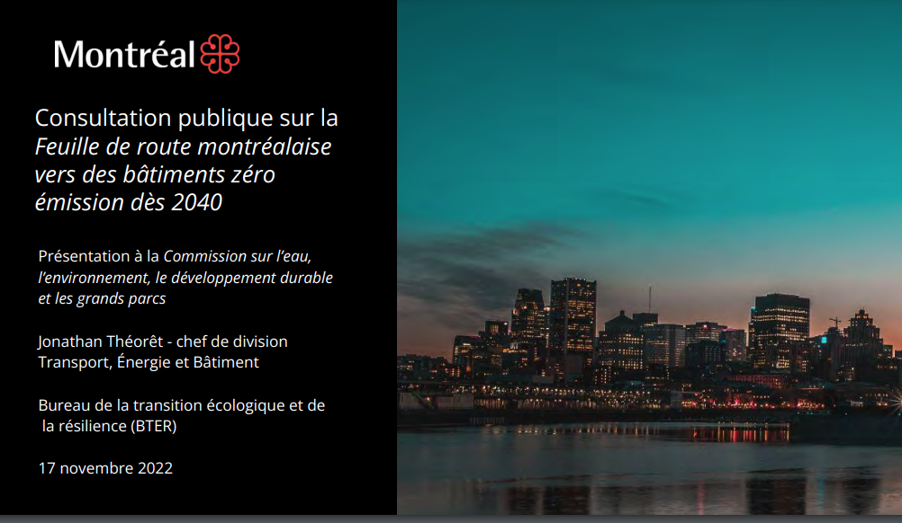 Towards zero-emission buildings in Montreal
